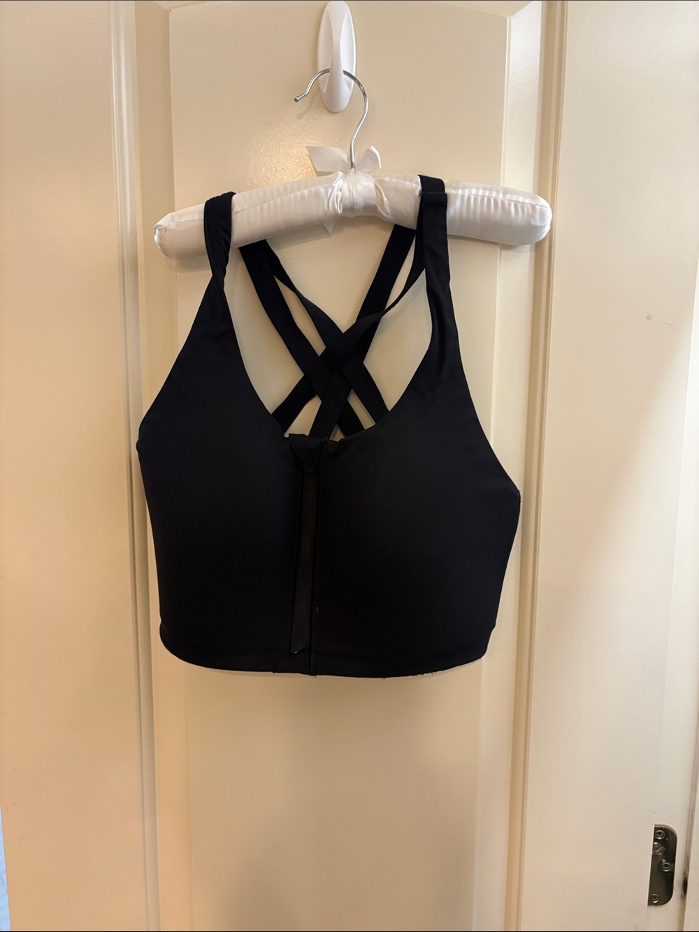 Set of 3 Lulu Lemon Black Front-Zip High-Support Sports Bra w/ Crisscross Straps
